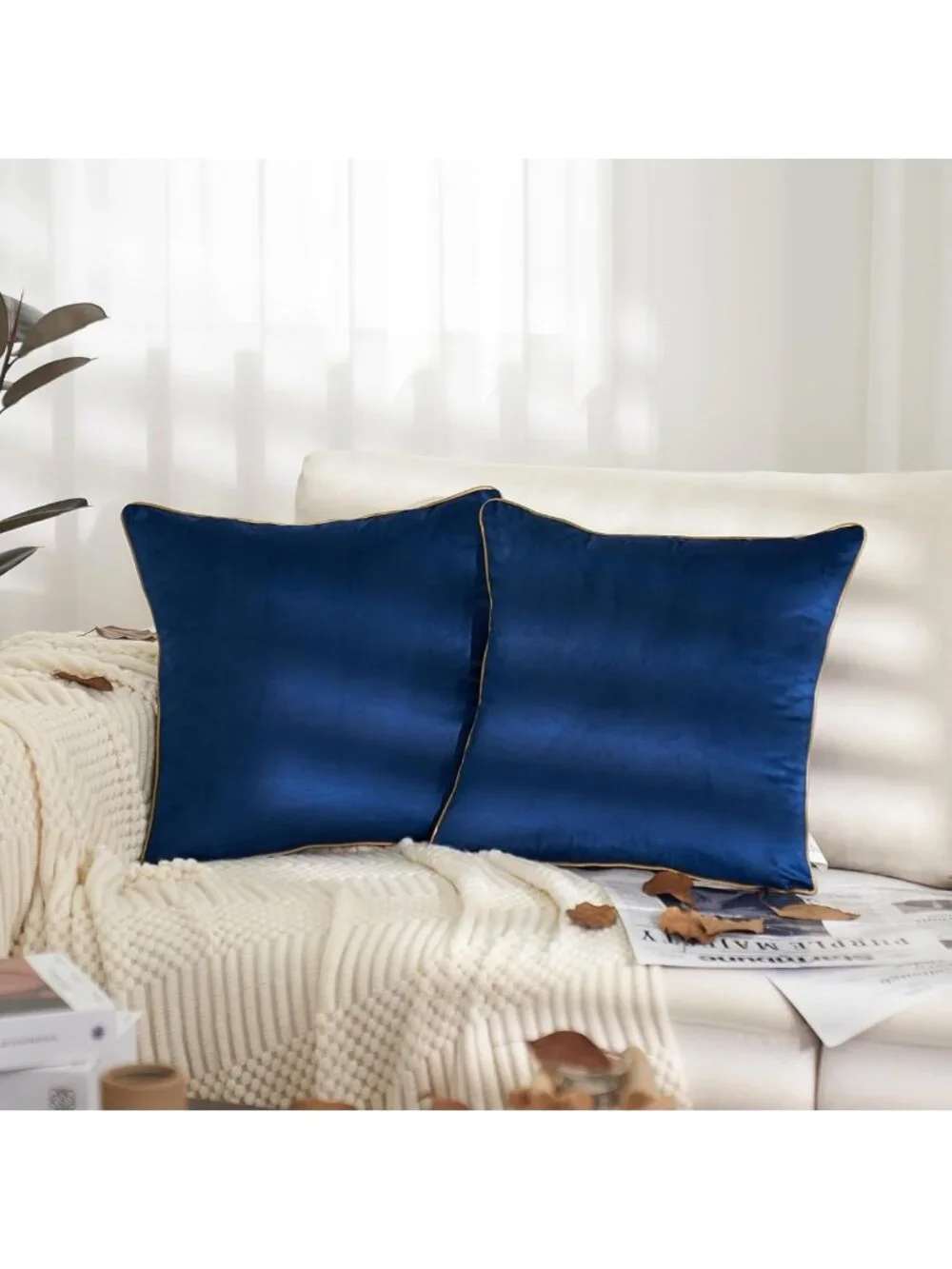 Set of 2 Soft Velvet Square Pillow Covers | Modern Decorative Cushion Cases